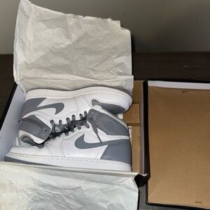 Nike Men's Gray and White High-Top Sneakers